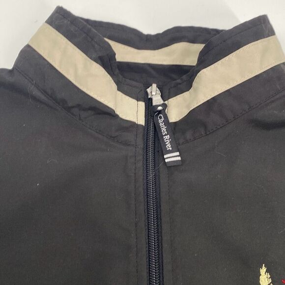 Three Fox Vineyards Unisex Full Zip Windbreaker Jacket Coat Black Tan Medium‎ - Picture 3 of 11